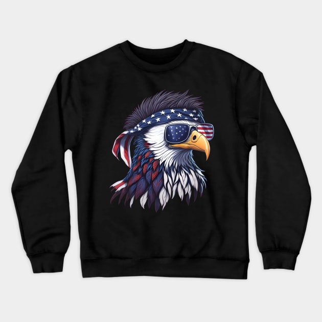 Patriotic Bald Eagle Mullet USA American Flag 4th of July Crewneck Sweatshirt by CraftingHouse's Design